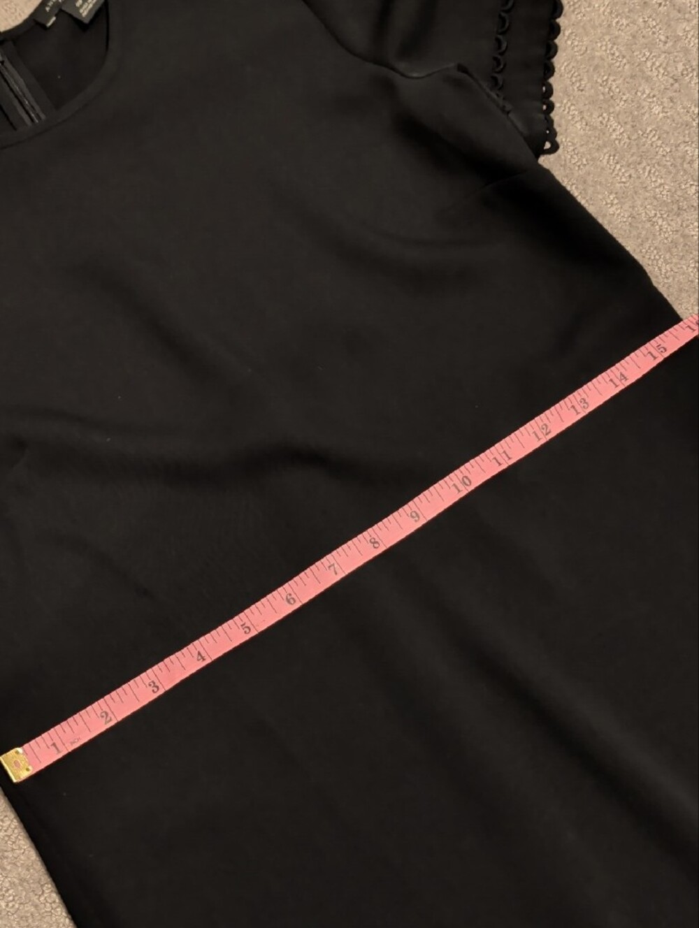 Ann Taylor Black Mini Shift Dress with Scalloped Sleeve Trim - Picture 9 of 13